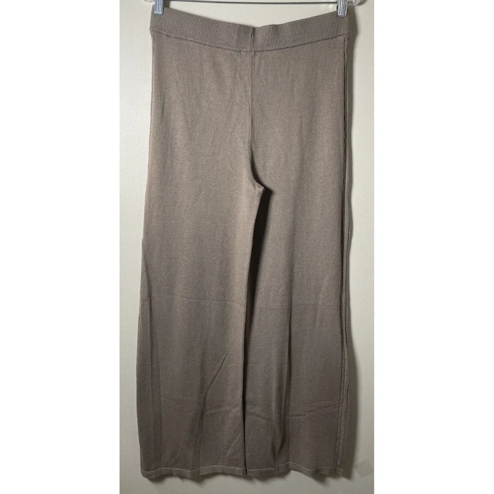 Splendid Taupe Knit Wide Leg Ribbed Sweater Lounge Pants Women's Size Large